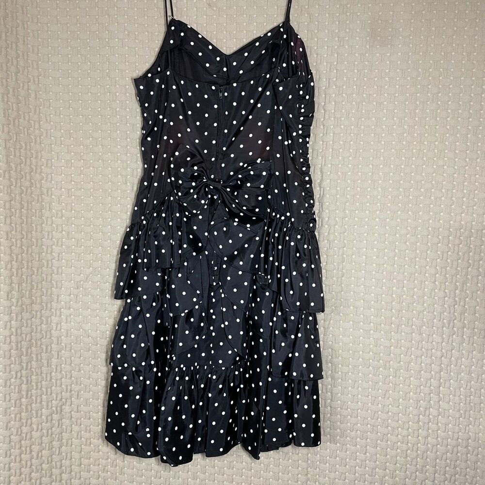 Diamond’s Run Size 13/14 Black and White Polka Dot Ruffle Tiered Mini Dress